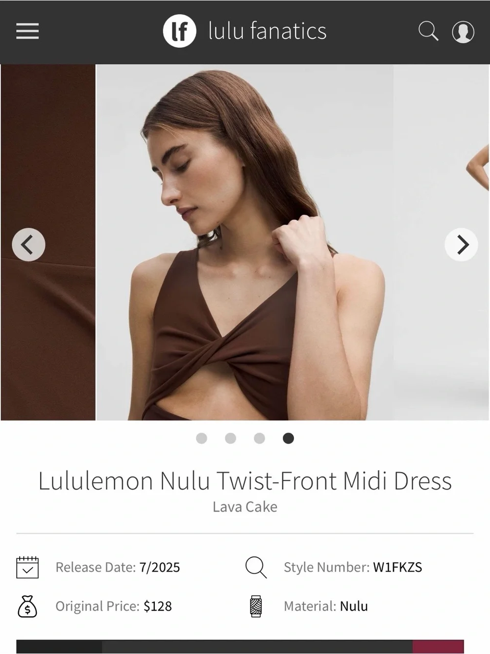 NWT Lululemon Nulu Twist-Front Midi Dress Lava Cake LVCK Size M